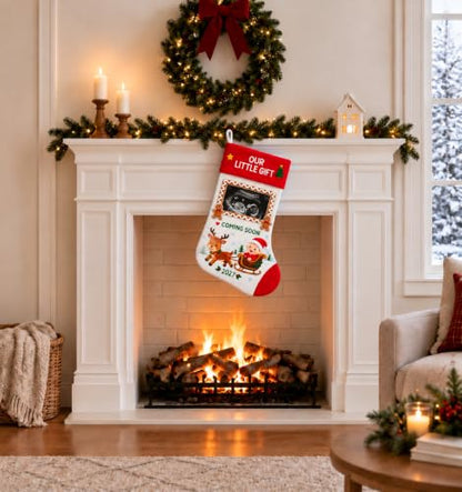 Christmas Pregnancy Ultrasound Stocking with Photo Frame & Countdown Strip
