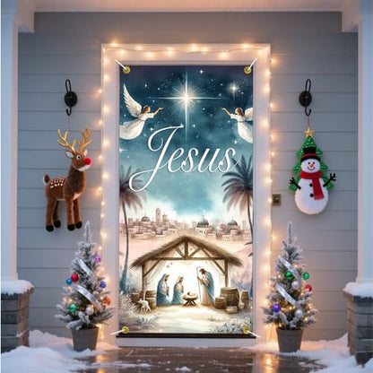 Christmas Door Banner 71x35 Nativity Scene Jesus Religious Decor - Variation 06