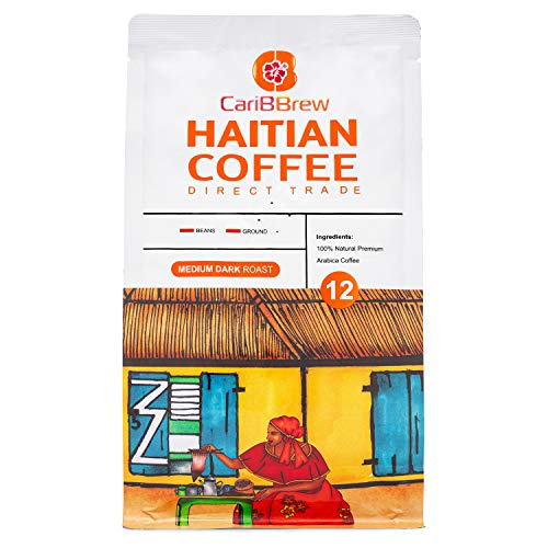 Caribbrew- SIngle Origin - Medium Beans - Premium Arabica Haitian Coffee - 12 Ounces - Direct Trade -Flavor Notes: Nutty, Dark Caramel