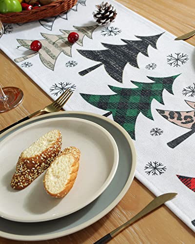 Christmas Table Runner 72 Inch Long with Leopard Christmas Tree Pattern - Festive Holiday Decor