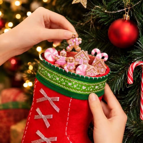 Mini Pink Gingerbread Man Christmas Ornament Set - 210pcs Holiday Decor