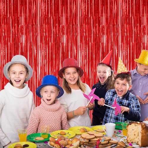 Red Valentines Christmas Foil Curtain Streamer Set - 4 Pack