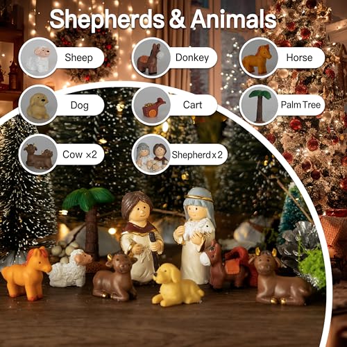 Nativity Advent Calendar 2026 Kids - 24 Light-Up Nativity Scene Figurine Set