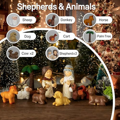Nativity Advent Calendar 2026 Kids - 24 Light-Up Nativity Scene Figurine Set