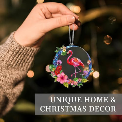 Moon Flamingo Window Hanging Ornament with Story Card - Pink Flamingo Decor