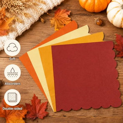 50Pcs Fall Paper Napkins Thanksgiving Party Table Decorations - Fall Colors