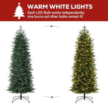 7.5 Ft Slim Prelit Christmas Tree with 400 Warm White LEDs - Green