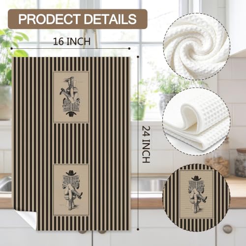 Retro Western Cowgirl Hand Towels Set of 2 - 16x24 Inches, Farmhouse Style Xb-6