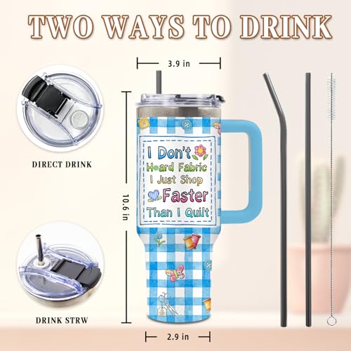 Plaid Sewing Tumblers 40oz Insulated Gift for Quilters - Sewing Theme
