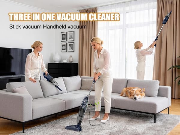 Skiennix Corded Vacuum Cleaner - 14KPa Powerful Suction, Lightweight Stick Design, Converts to Handheld for Pet Hair & Hard Floors