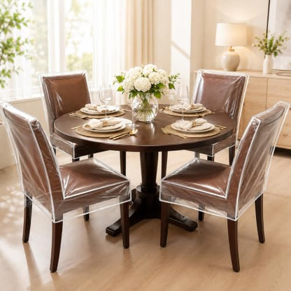 4-Pack Clear Plastic Dining Chair Covers Waterproof Seat Protectors