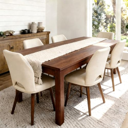 Walnut Farmhouse Dining Table for 6 - Rectangular Kitchen Table