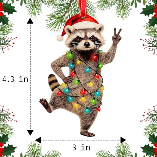 Raccoon Christmas Ornament - Raccoon Lover Gift, Wooden Holiday Decor - Variation of Raccoon Ornaments