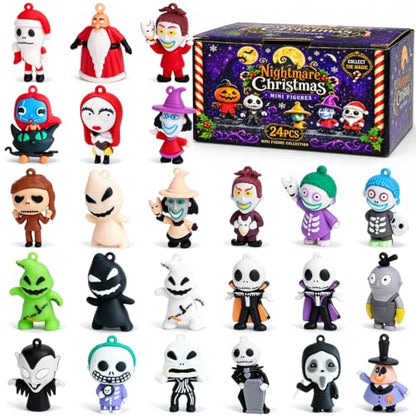 Halloween Nightmare Be Christmas Collectible Figures Set - 24 Mini Toys