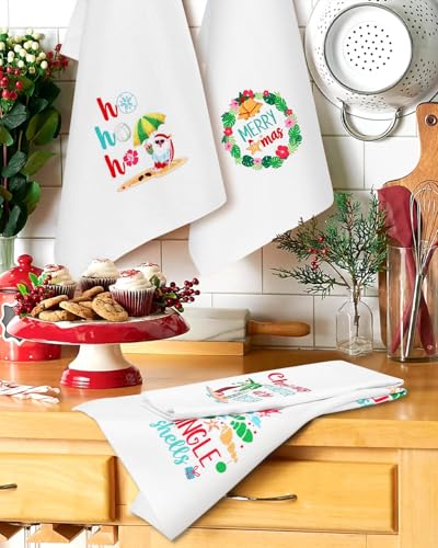 Beach Christmas Kitchen Towels - Hawaii Aloha Coastal Dish Towels - Variations