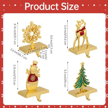 Christmas Stocking Holders Set of 4 with Reindeer Snowman Snowflake 3D Design