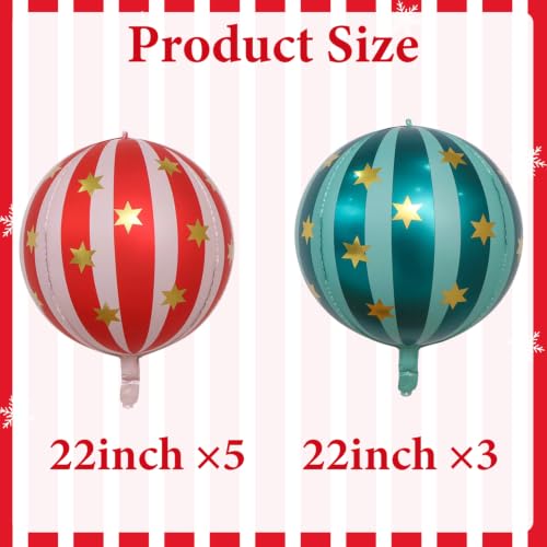 21 Inch Red & Green Foil Carnival Balloons – 8 Pcs Circus Party Decorations (Variation: Green)