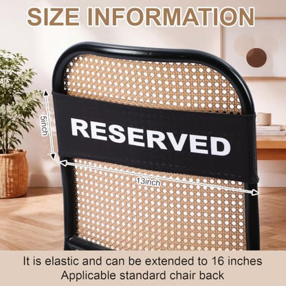 12 Pack Reserved Chair Bands - Stretch Seating Signs for Events & Weddings