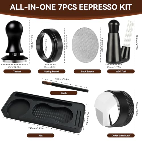 54mm Spring Loaded Espresso Tamper for Breville Portafilters - 7-Piece Set