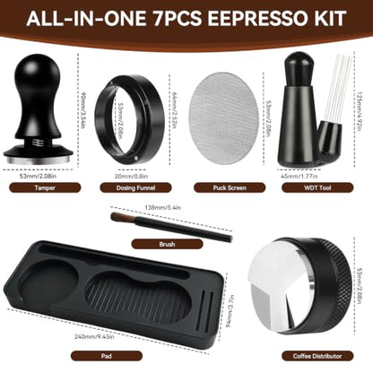 54mm Spring Loaded Espresso Tamper for Breville Portafilters - 7-Piece Set