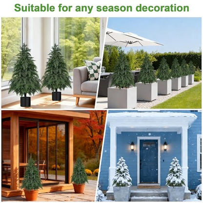 Artificial Topiary Cypress Trees with Pot - 3FT Cedar Tree - 2 Pack
