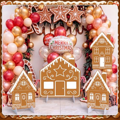 Gingerbread House Decor - 4 Piece Holiday Village Cardboard Cutouts