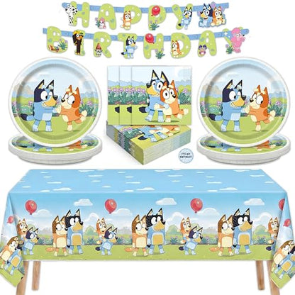 Bluey Birthday Party Supplies Set for Kids - Serves 16 Guests
