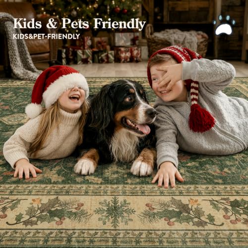 Lahome Christmas Runner Rug 2x6 Feet Green Holiday Entryway Bathroom - Variation of THIS listing