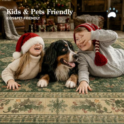 Lahome Christmas Runner Rug 2x6 Feet Green Holiday Entryway Bathroom - Variation of THIS listing