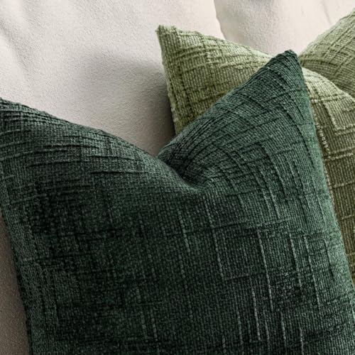 20x20 Dark Green Chenille Christmas Throw Pillow Cover Set - Pack of 2