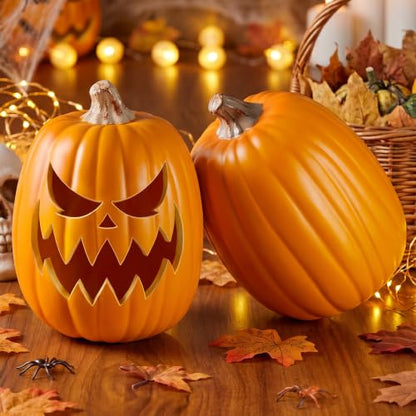12.8 Inch Faux Carvable Pumpkins - Set of 2 Fall Decor