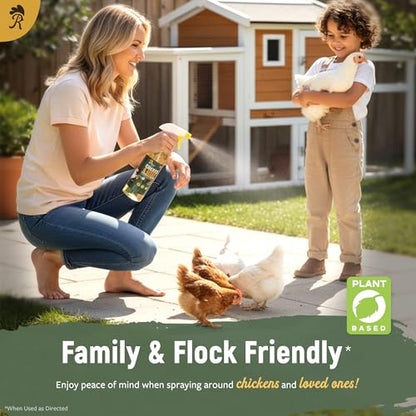 Pet Poultry Flea and Tick Spray - Mite, Lice, Flies Control for Chicken Coop 16oz