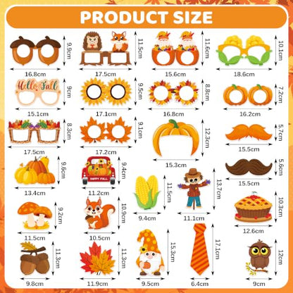 Fall Photo Props Set with Pumpkin Frame - 36 Pieces Fall Festival Decorations