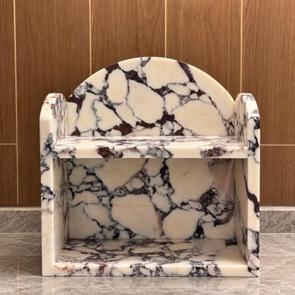 Natural Marble 2-Tier Bathroom Counter Organizer - Calacatta Viola Variation