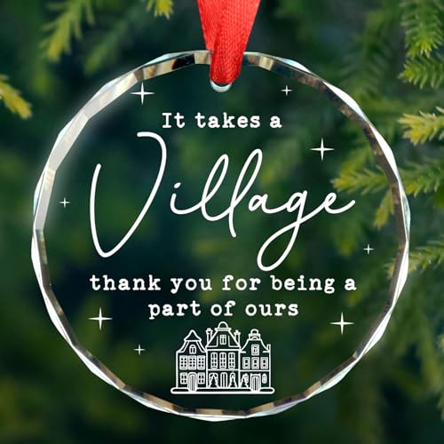 It Takes a Village Thank You Glass Ornament - Teacher, Coworker, Nurse Appreciation Gift
