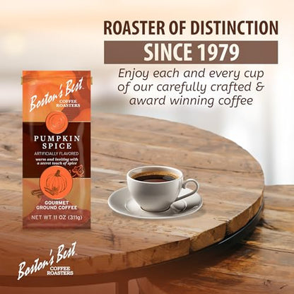 Boston’s Best Coffee - Fall-Inspired Pumpkin Spice Coffee, Medium Roast Gourmet Coffee, Delicious Flavored Coffee, Premium Ground Coffee, 11 oz. / 311 g Coffee Bag