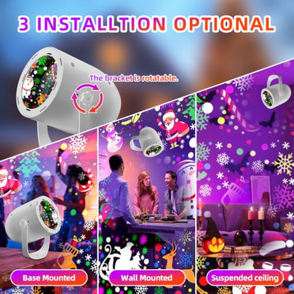 Christmas Projector Lights 2-Pack with 9 Dynamic Snowflake & Holiday Patterns - USB Powered, Indoor & Outdoor Decor