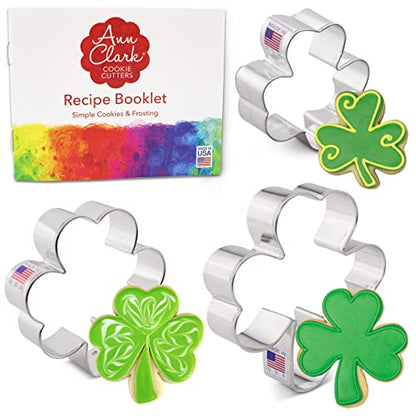 Ann Clark Shamrock Cookie Cutter Set of 3 - Made in USA, St. Patrick's Day Baking Tools