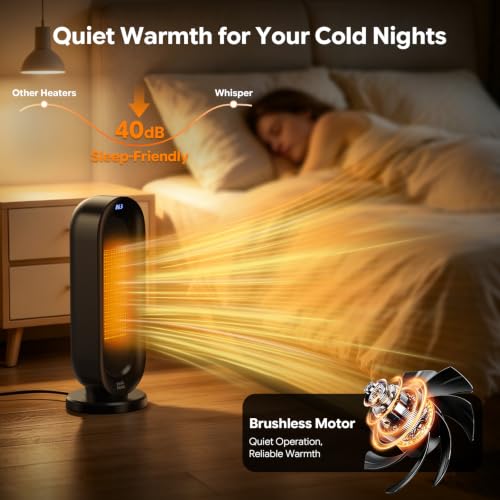1500W Ceramic Space Heater with Thermostat and Oscillation for Small Rooms