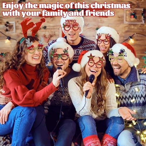 30Pcs Christmas Glitter Glasses Frames for Adults Holiday Party Accessory