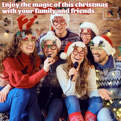 30Pcs Christmas Glitter Glasses Frames for Adults Holiday Party Accessory