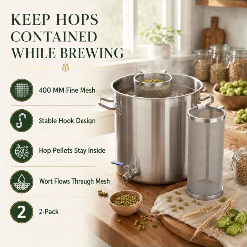 4 x 10 Inch Stainless Steel Hop Spider Filter for Home Brewing