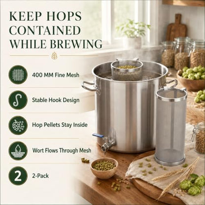 4 x 10 Inch Stainless Steel Hop Spider Filter for Home Brewing