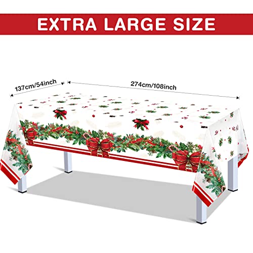 Tiamon 6 Pieces Christmas Plastic Tablecloths Disposable Holiday Coverings - Extra Large