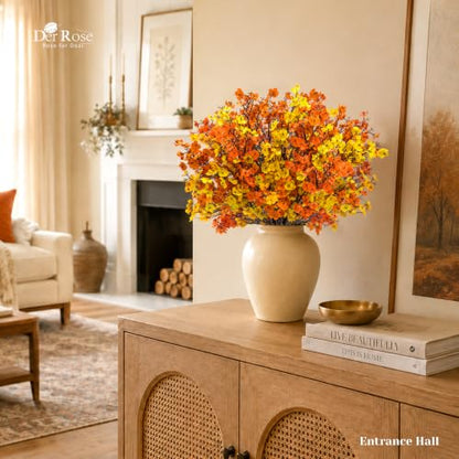 Fall Artificial Baby's Breath Flowers Set - 12 Silk Stems for Thanksgiving Decor