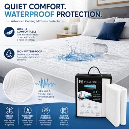 Waterproof Mattress Protector King Size Cooling Bed Cover Noise-Free