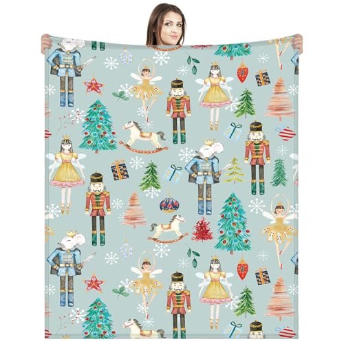 Buryeah Christmas Nutcracker Ballet Flannel Throw Blanket - Green
