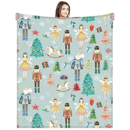 Buryeah Christmas Nutcracker Ballet Flannel Throw Blanket - Green