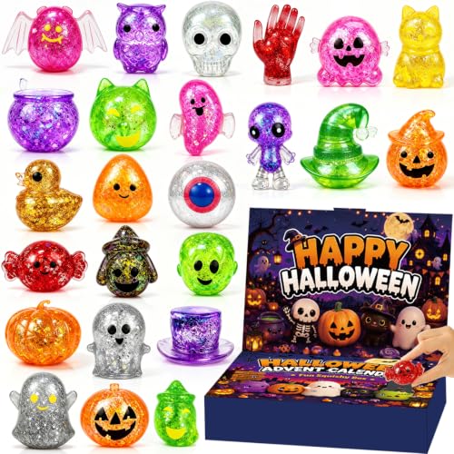 Halloween Advent Calendar 2026 Glitter Halloween Fidget Toy Set - 24 Spooky Designs