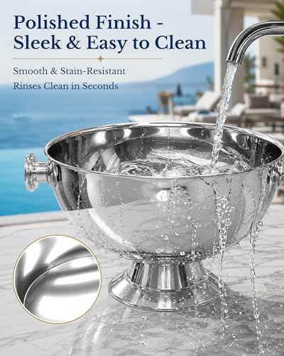 Large Stainless Steel Ice Bucket for Parties, Silver, 2 Pack
